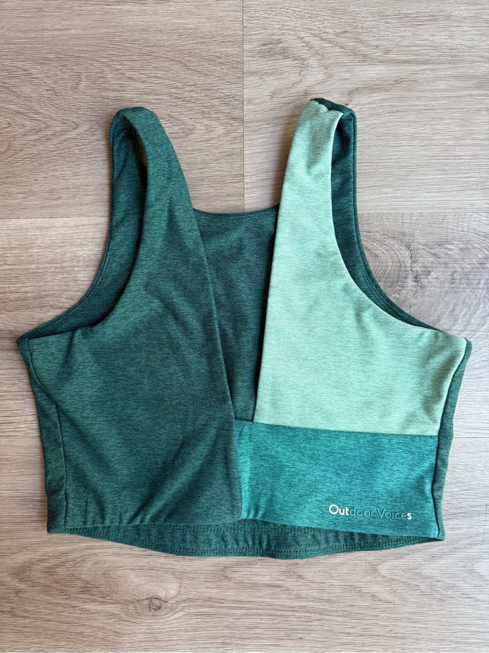 Outdoor Voices Two-Tone Green Colorblock Sports Bra